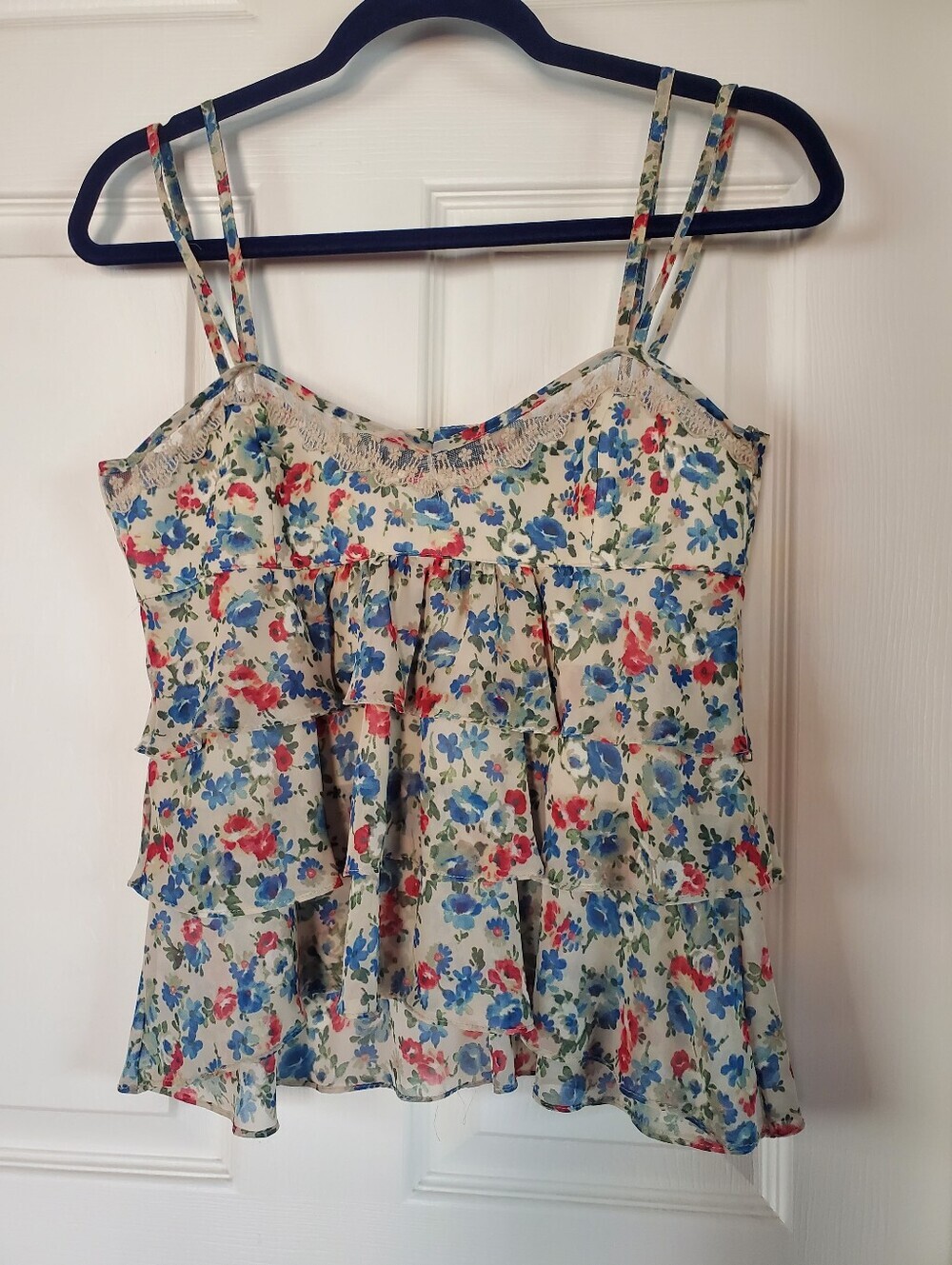Zara Y2K Ruffled Tank Top Floral Fairy Strappy Medium Preppy Summer Beachy Med